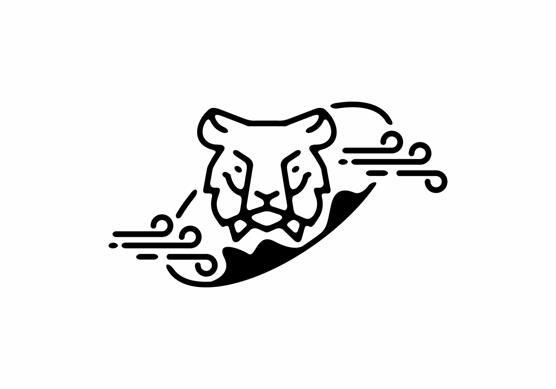 Black line art tiger head in tilted oval shape 6466787 Vector Art at