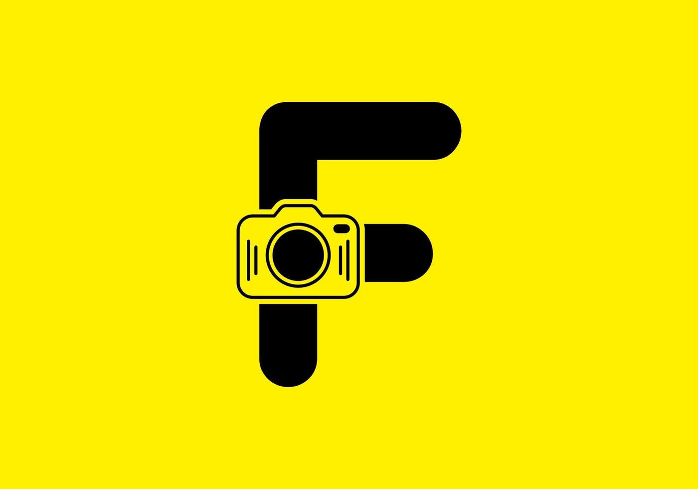 Black yellow of initial F letter with camera vector