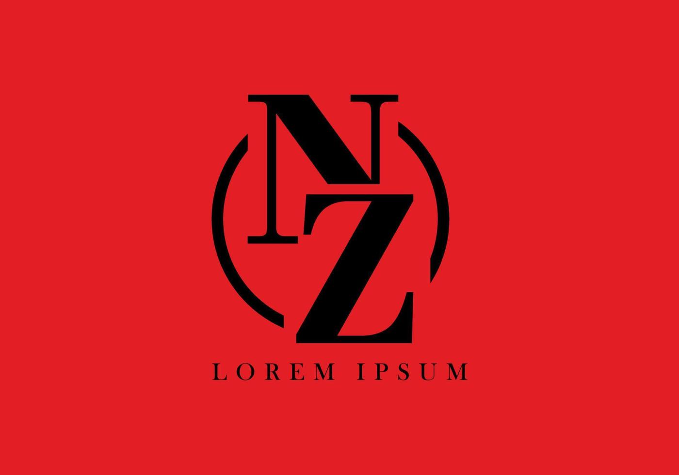 Black red color of NZ initial letter vector