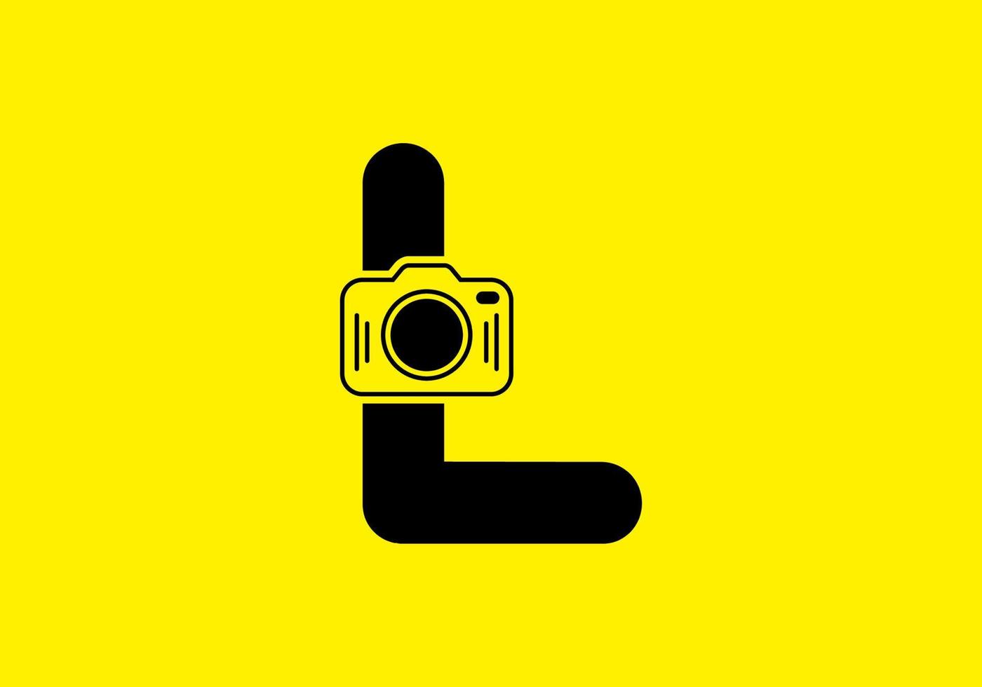 Black yellow of initial L letter with camera vector