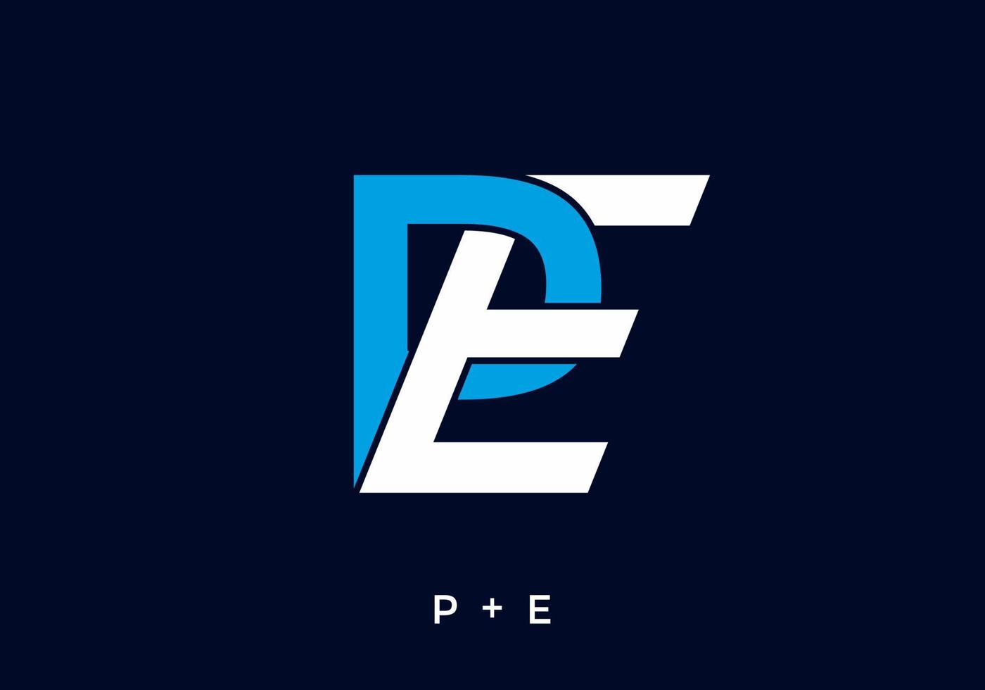 Blue and white color of PE initial letter vector