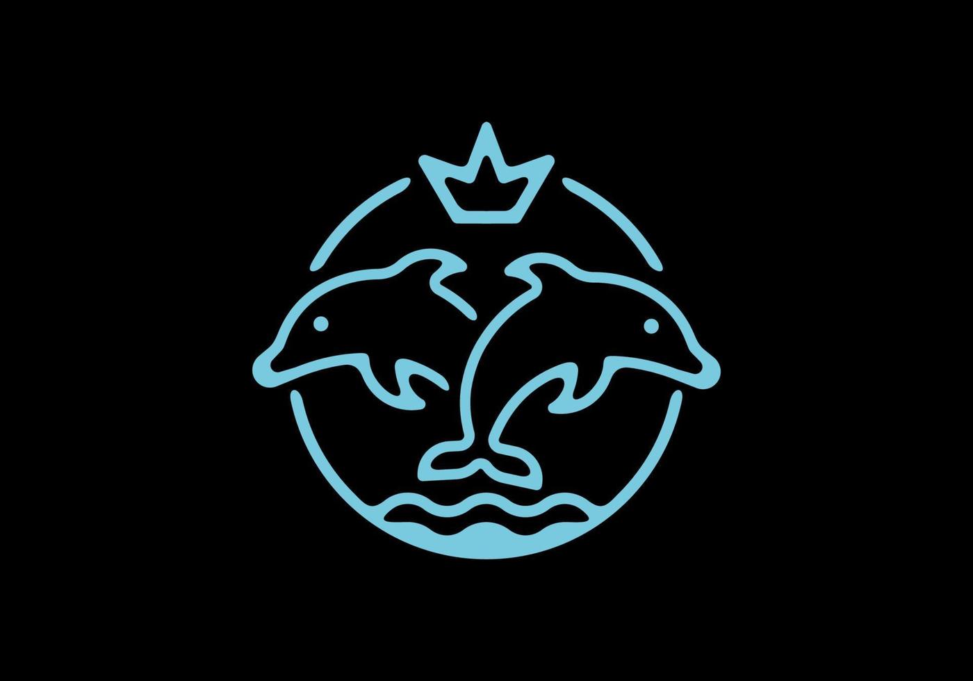 Blue black line art of king dolphin vector