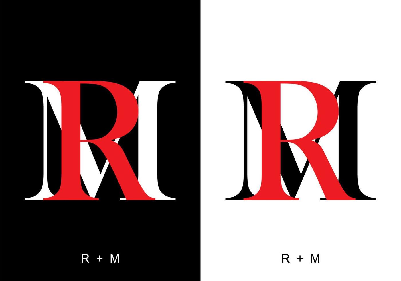 color blanco rojo negro de la letra inicial rm vector