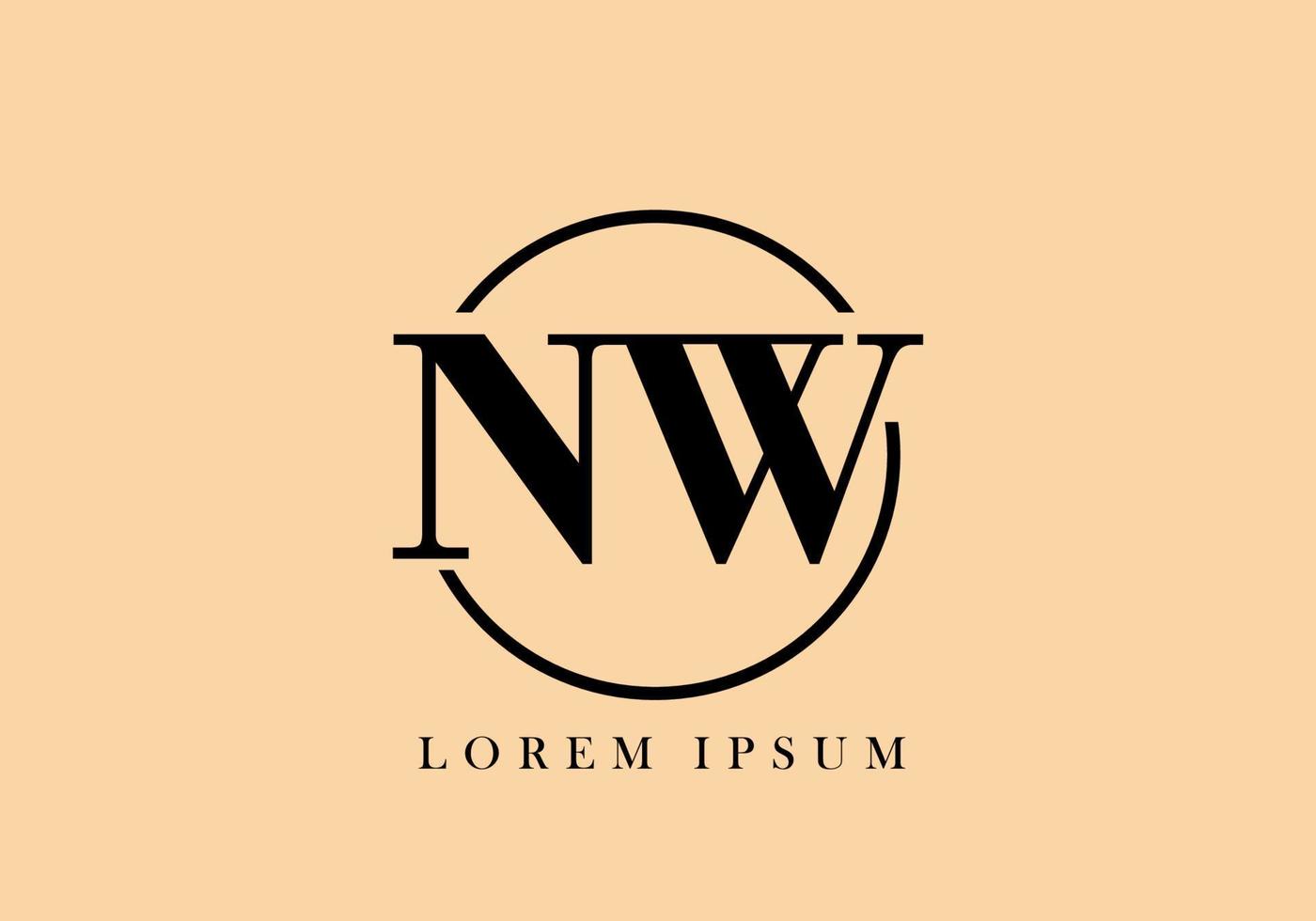 Black NW initial letter in circle vector