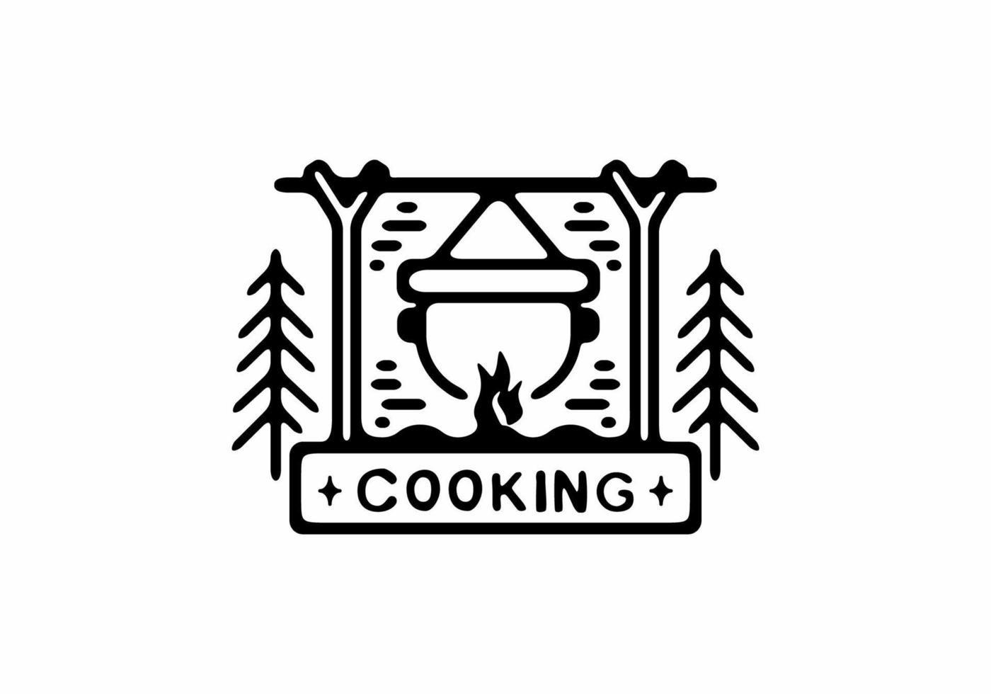 Black line art illustration of wild cooking vector