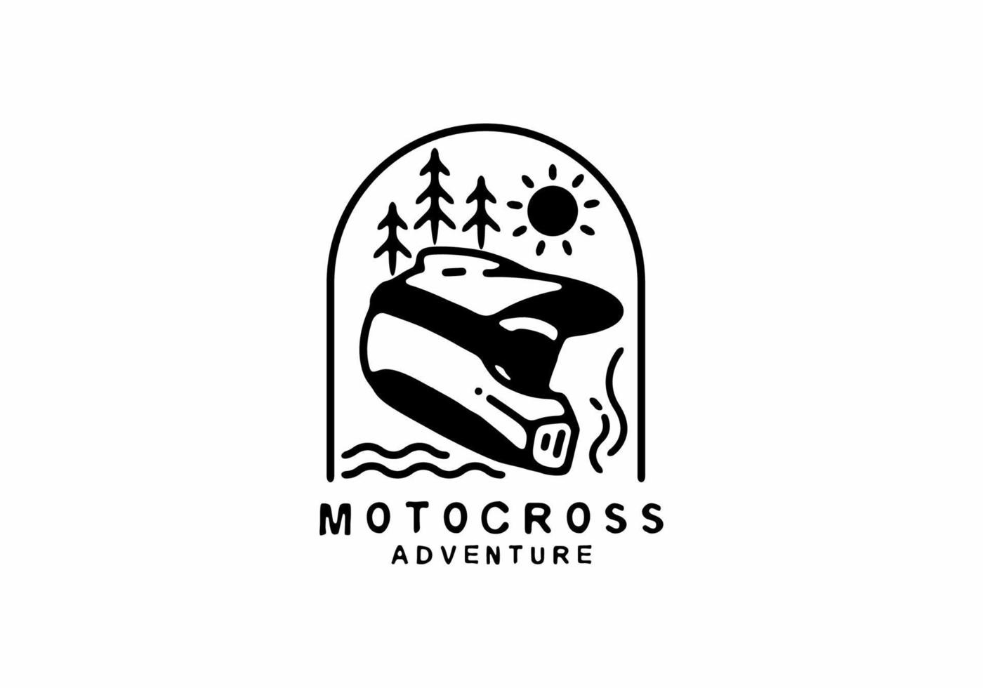 arte de línea negra de aventura de motocross vector