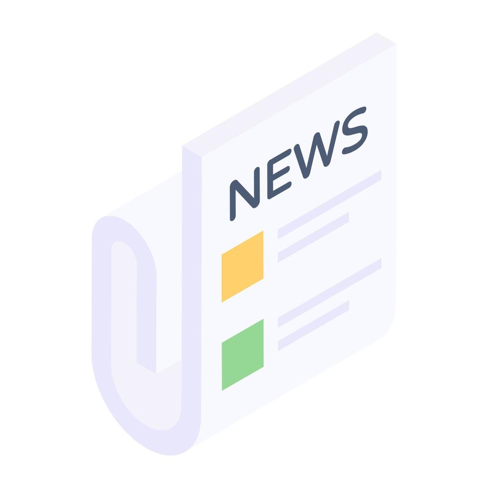 Newspaper icon, vector of press release concept