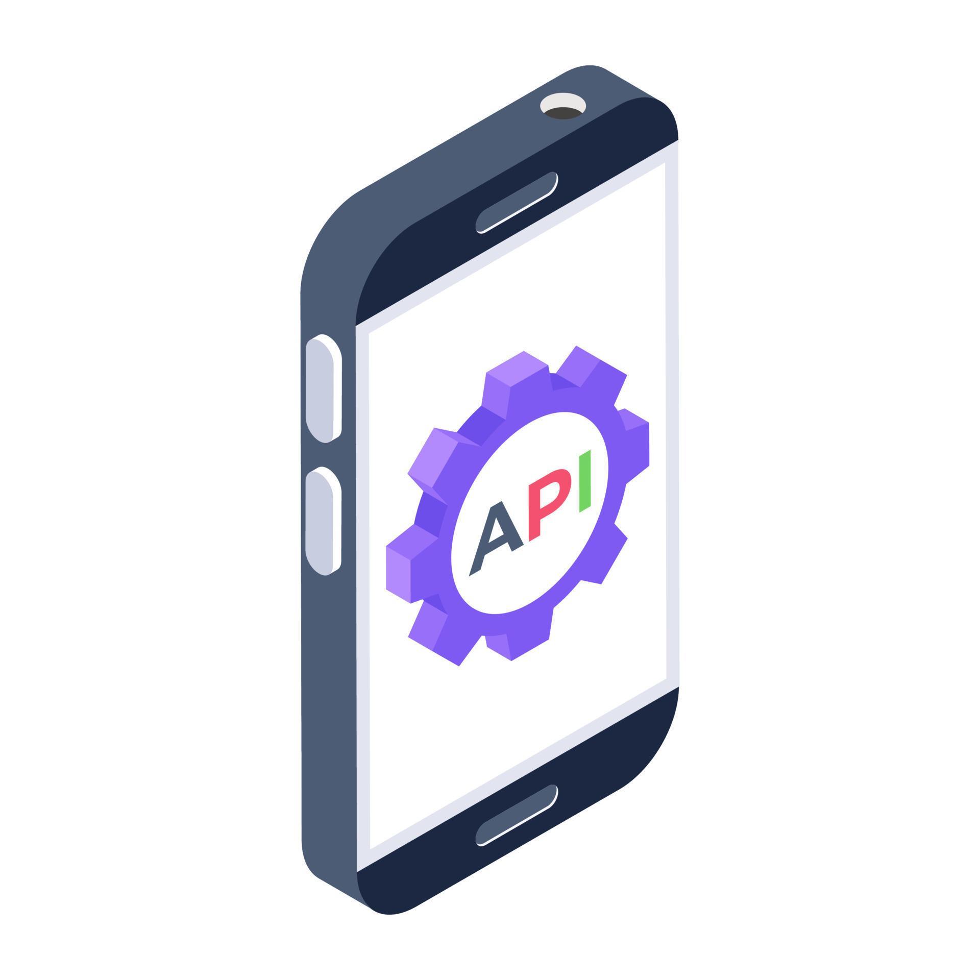 Icon of application programming interface, api interface in isometric ...