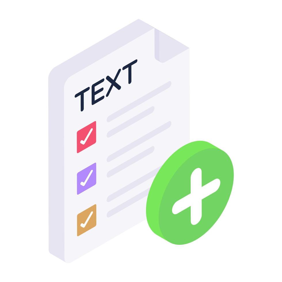 File with plus sign, add text icon vector