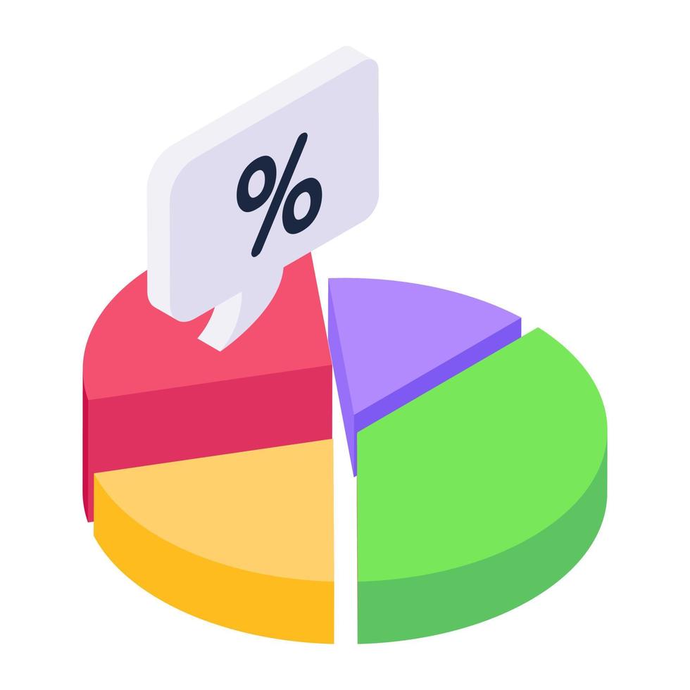 Percentage with pi chart showcasing percentage graph icon vector