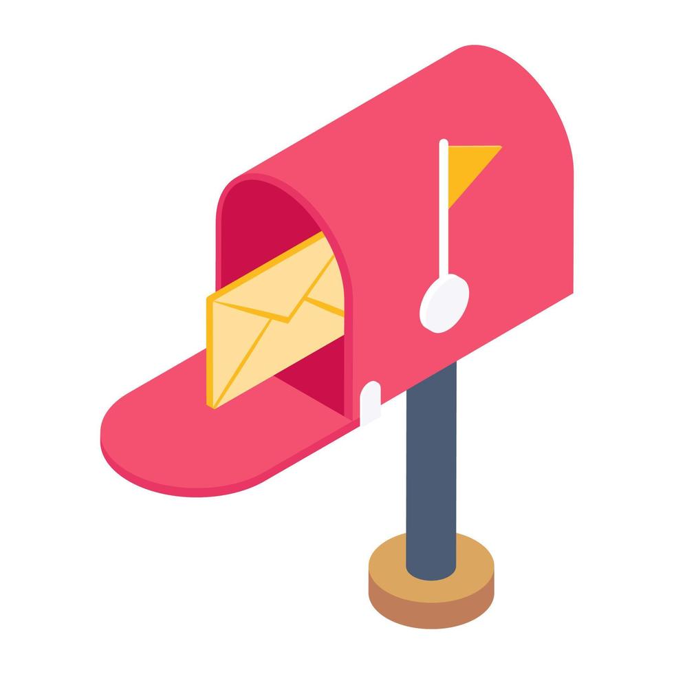 Envelope with letterbox, editable isometric icon vector