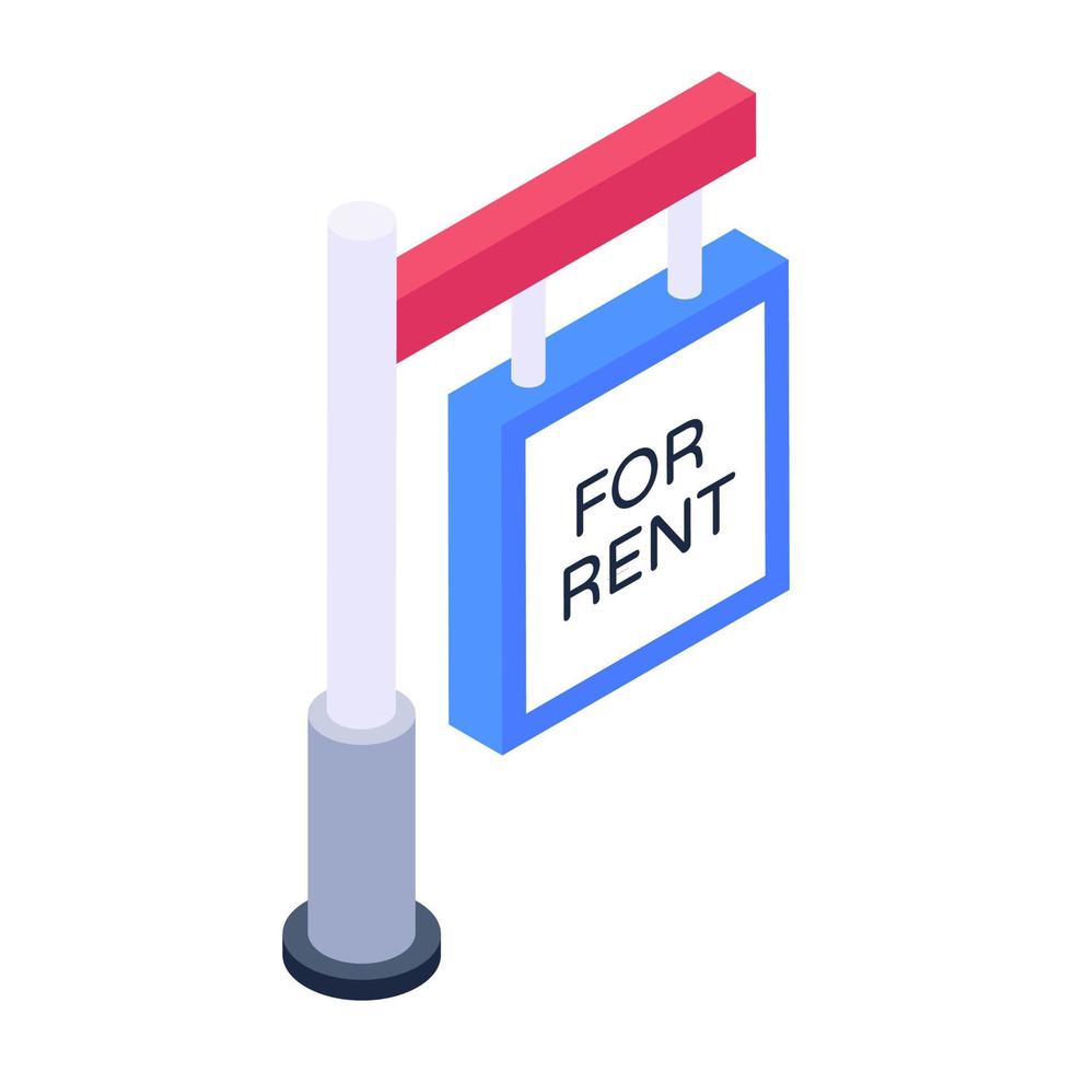 A trendy icon of for rent board, isometric vector