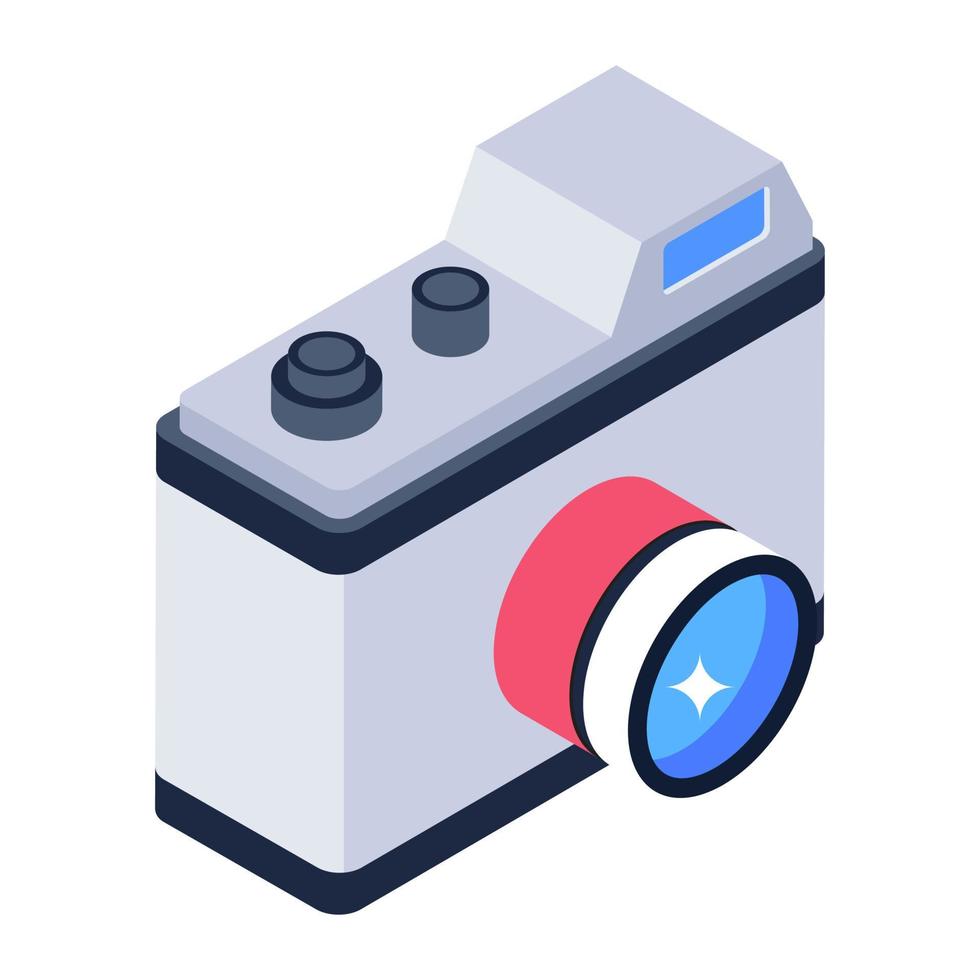 A photographic electronic, camera isometric icon vector