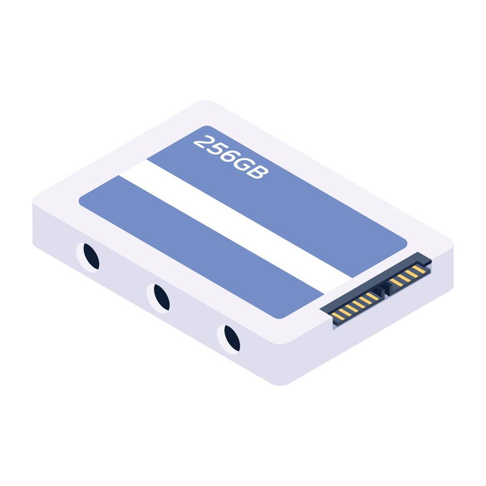 Ssd drive icon, data storage device vector