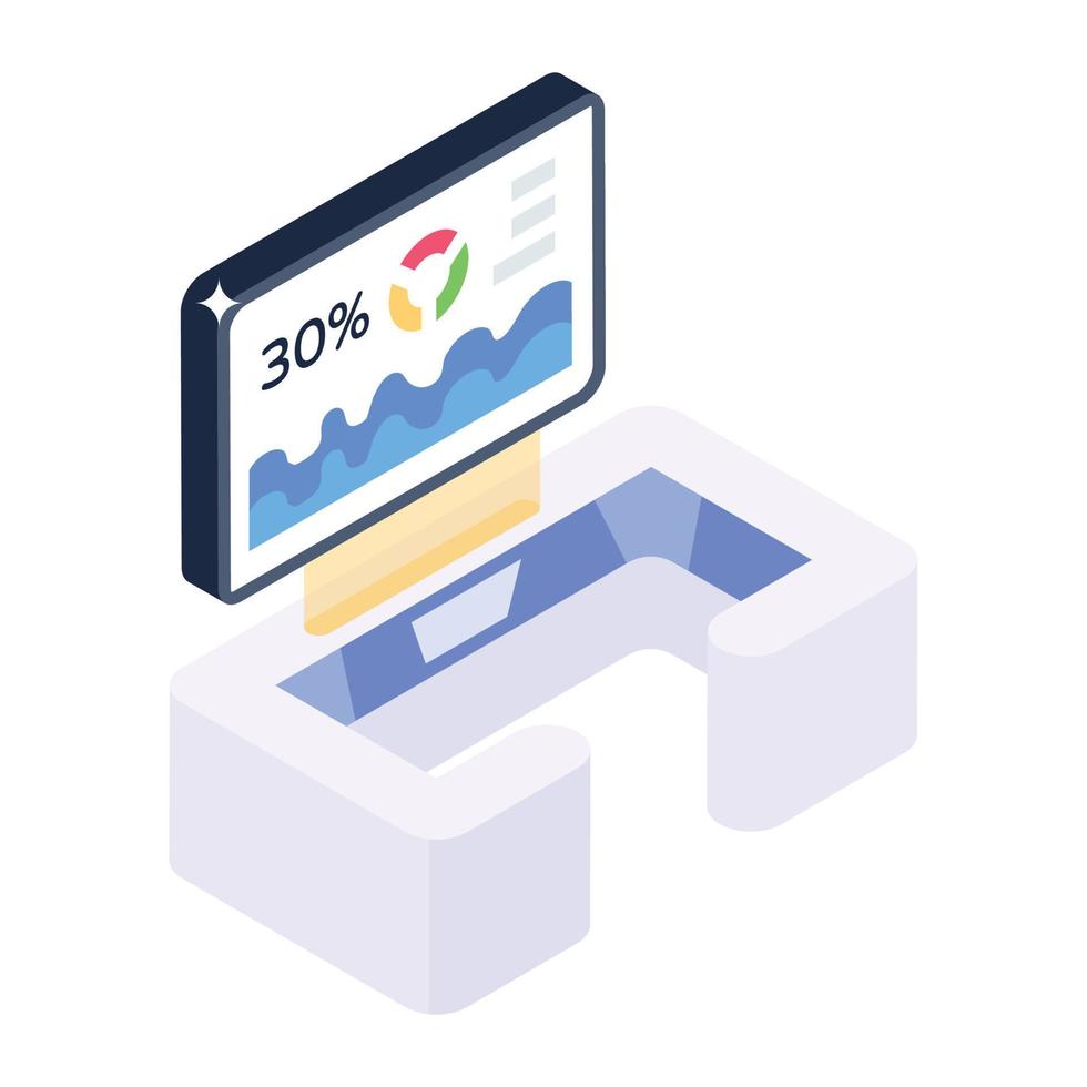 Online data analytics icon, isometric design of web analytics vector