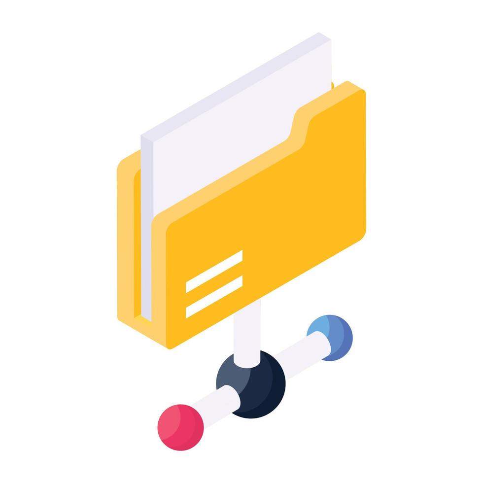 Icon of network folder in isometric design vector
