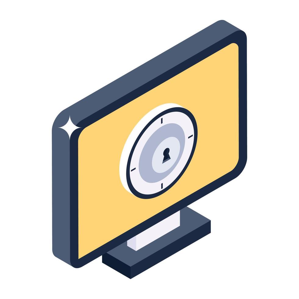 Lock inside monitor showcasing system access icon vector