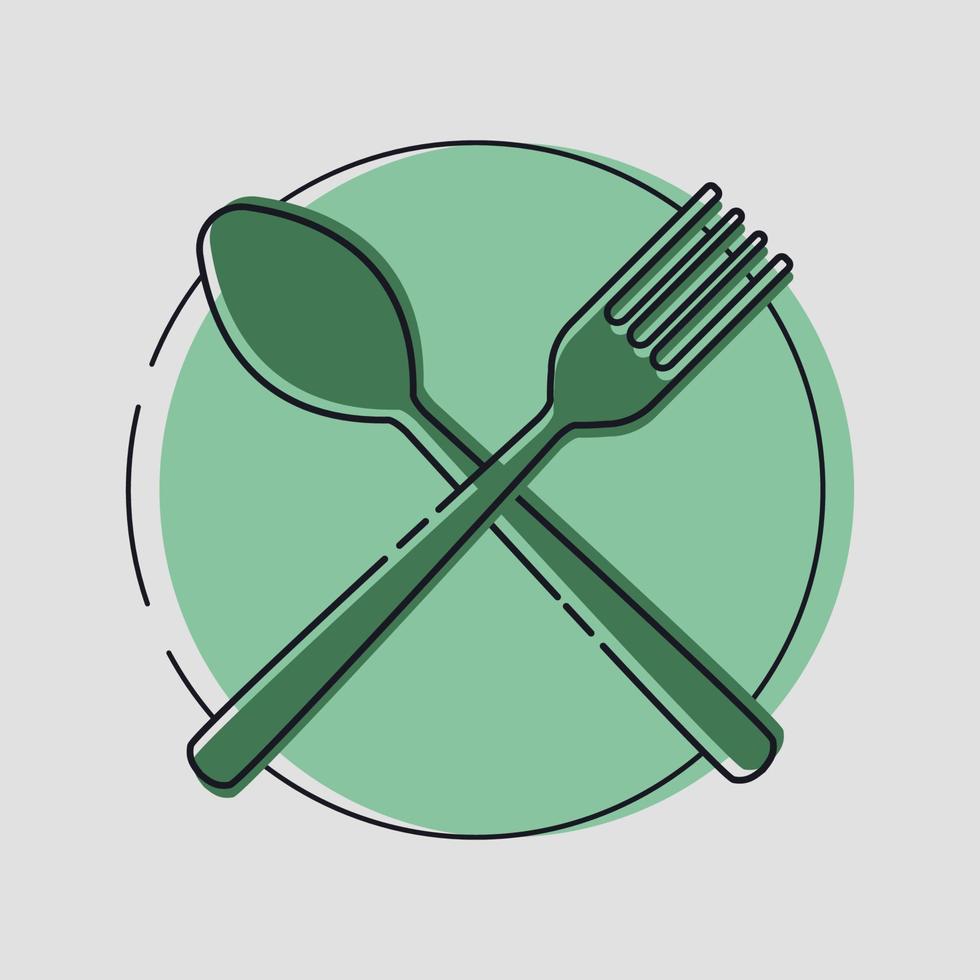 Spoon and fork flat design vector illustration