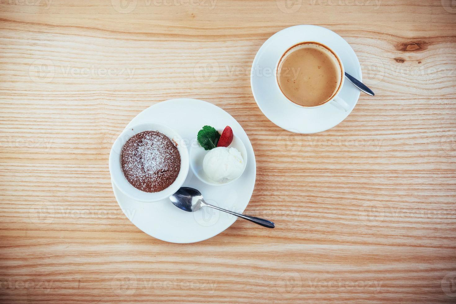 Cake ice cream with chocolate and cappuccino photo