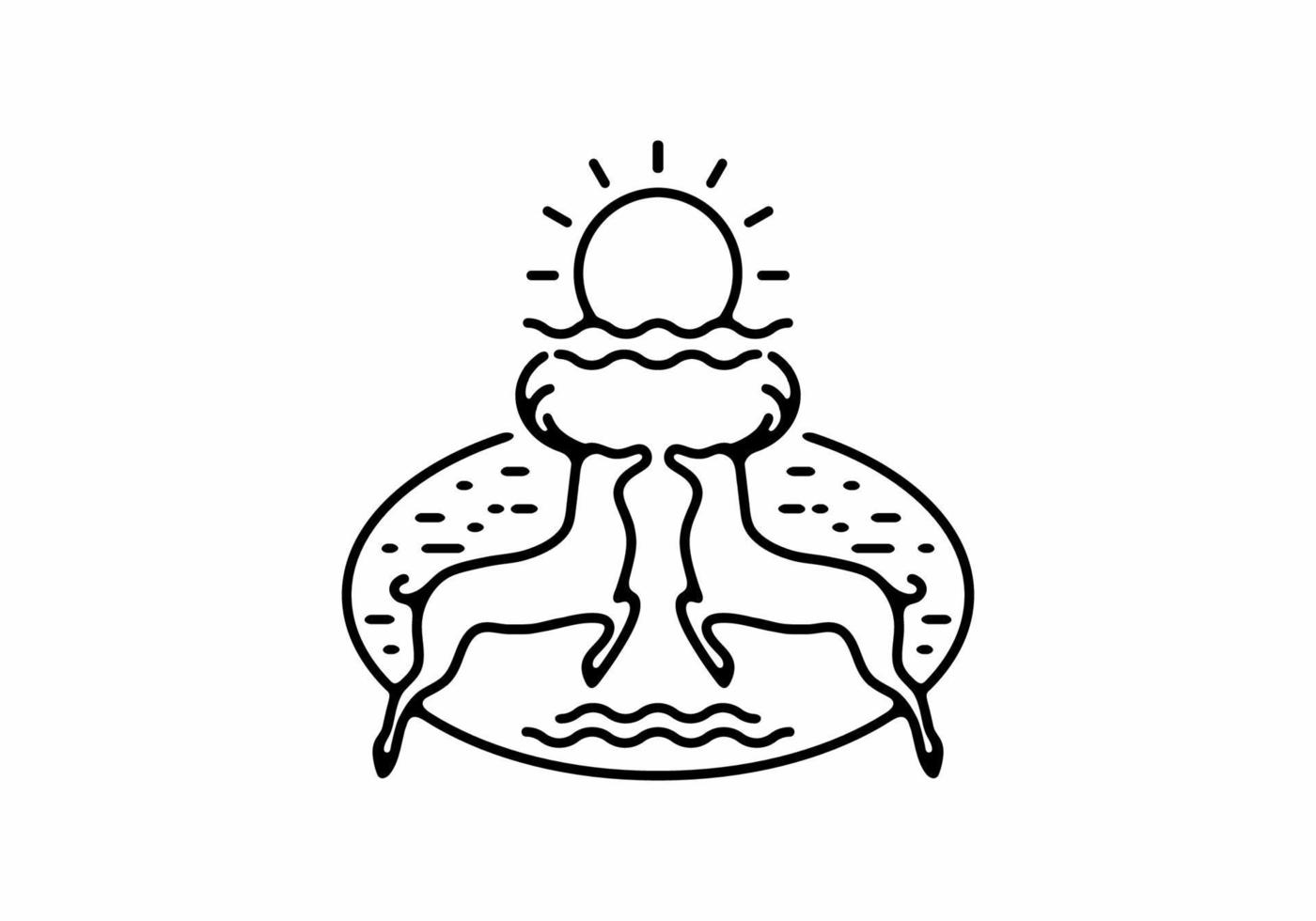 Black line art illustration of two deer vector
