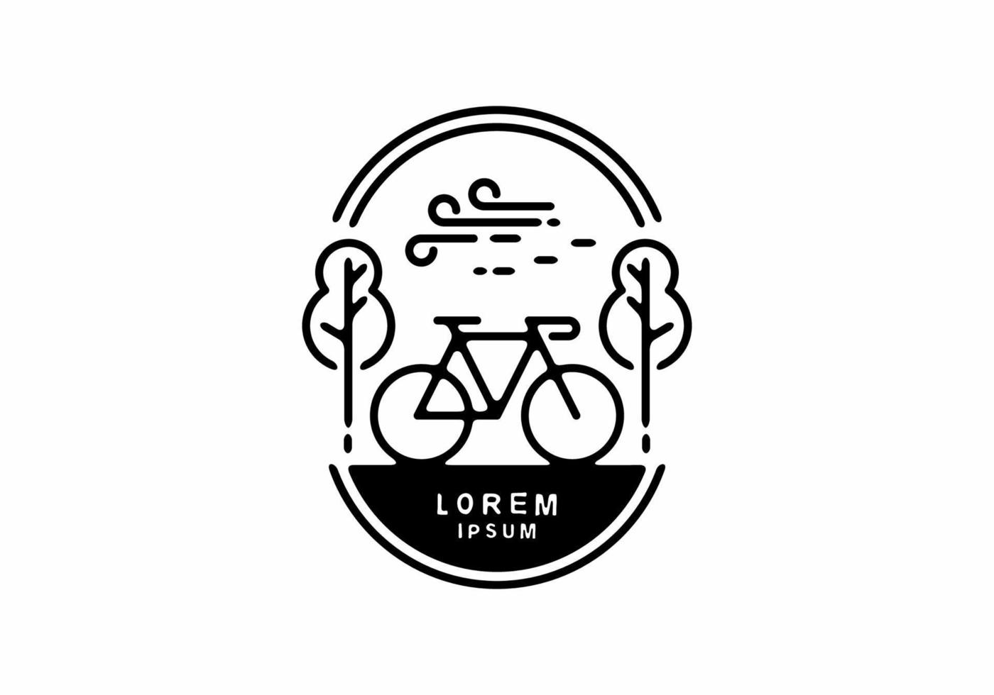 Black line art of bicycle badge vector