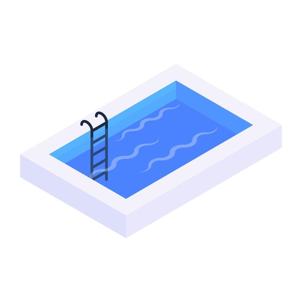 Swimming pool icon in isometric vector design, editable lap pool concept