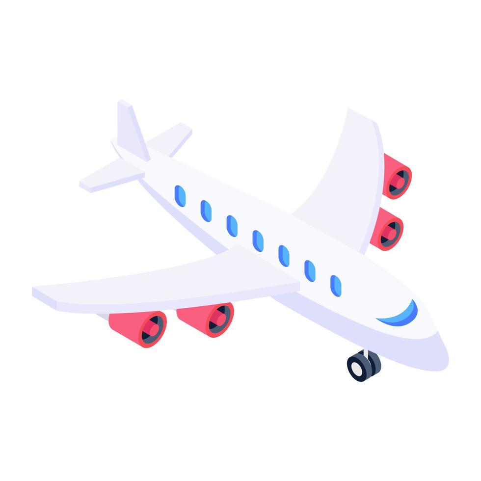 Flight, trendy vector of aeroplane in modern isometric style