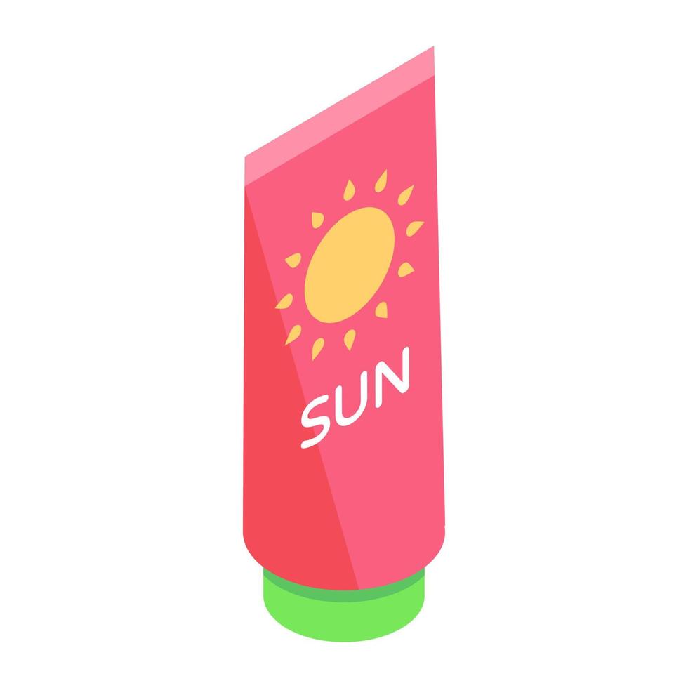 icono de crema solar en diseño isométrico, vector editable
