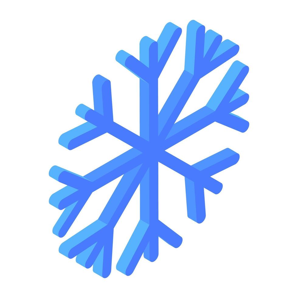 Snowflake icon in isometric editable design vector