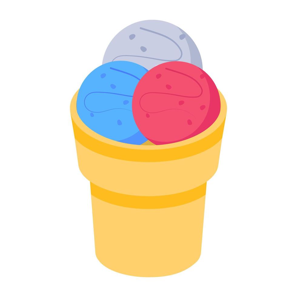 icono de helado en estilo isométrico vector