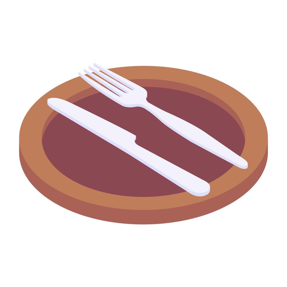 Cutlery icon in isometric style, editable vector