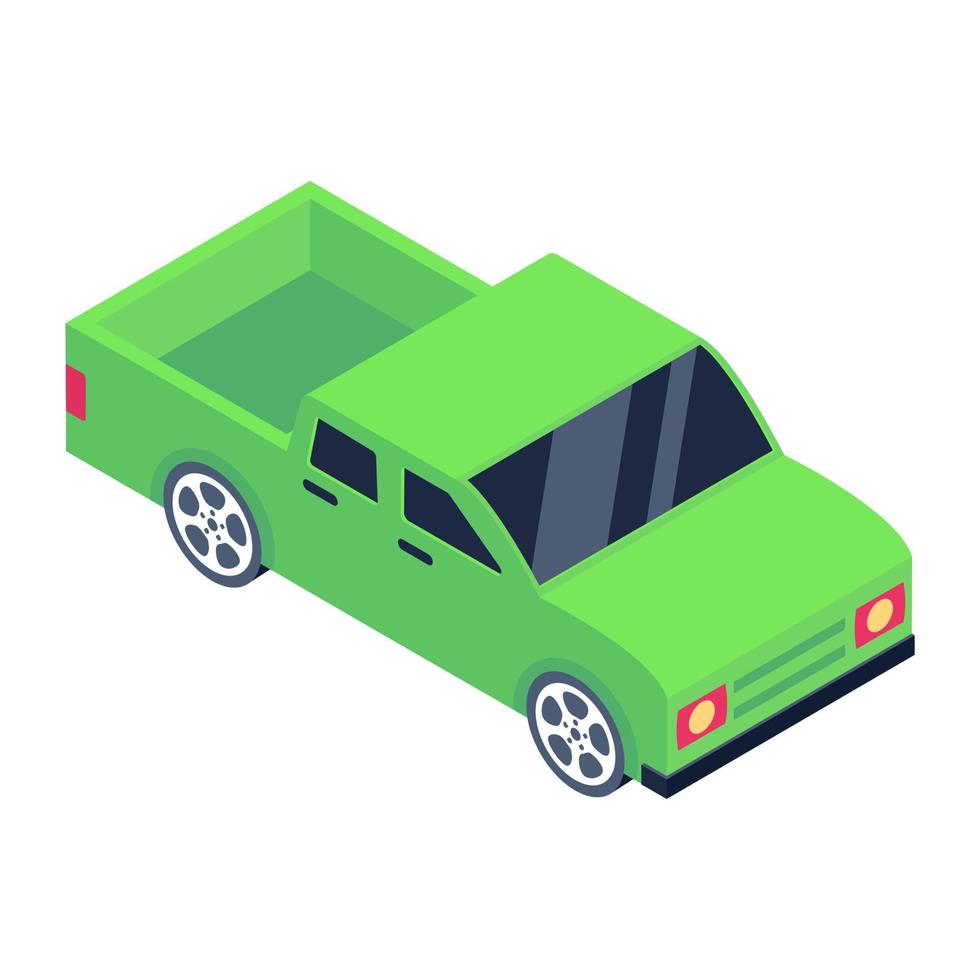 Pickup truck, an isometric vector of shipping vehicle