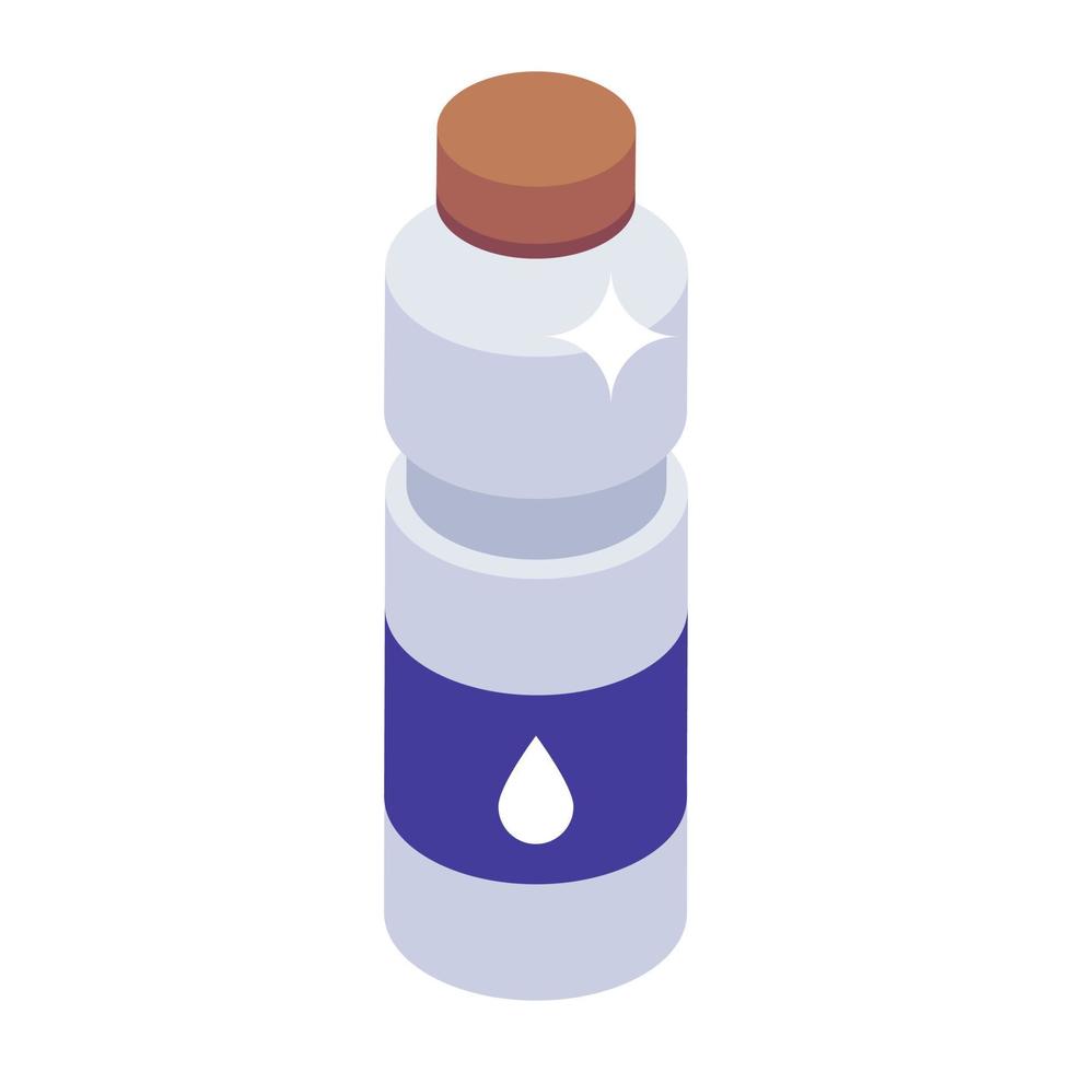 Mineral bottled water icon, isometric vector