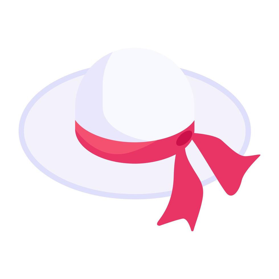 A decorative ribbon hat icon, editable vector