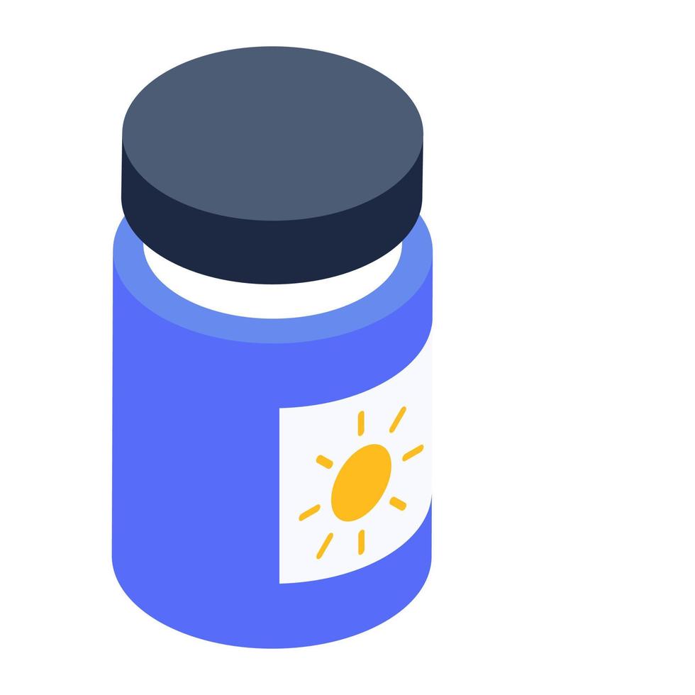 Isometric icon of sun cream, cosmetic vector