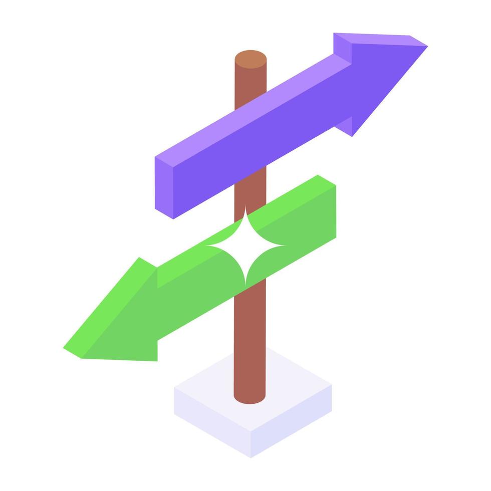 Roadside arrows, guidepost concept in modern isometric style vector