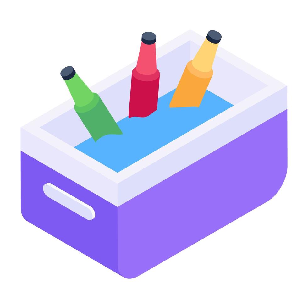 Modern isometric vector of portable fridge