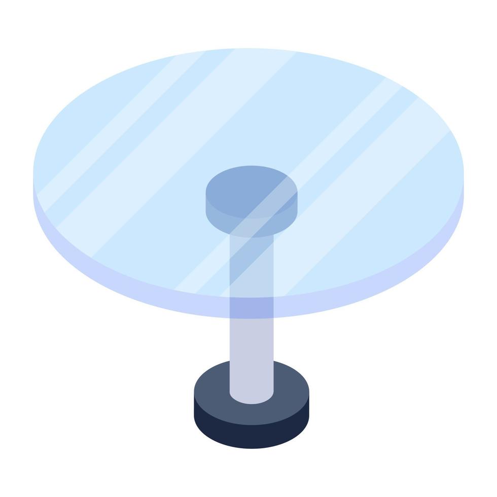 Isometric icon of glass table, coffee table vector