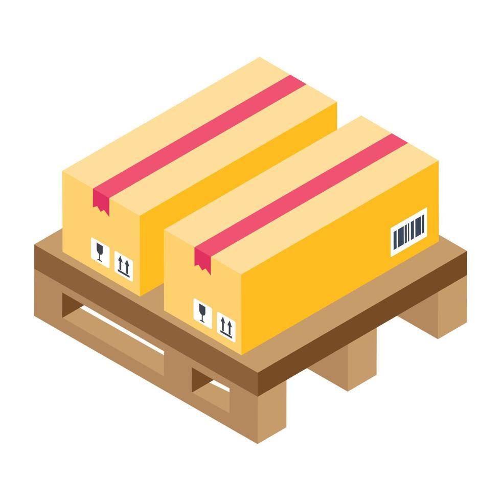 An icon of pallet boxes in modern isometric style vector