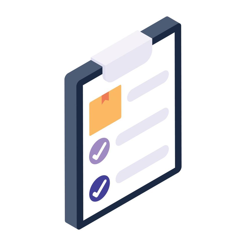 An icon of inventory report in isometric design vector