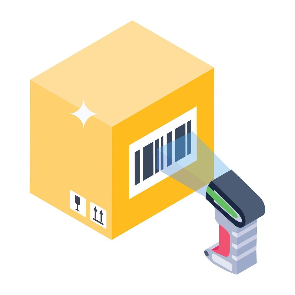 Barcode reader, isometric design icon vector