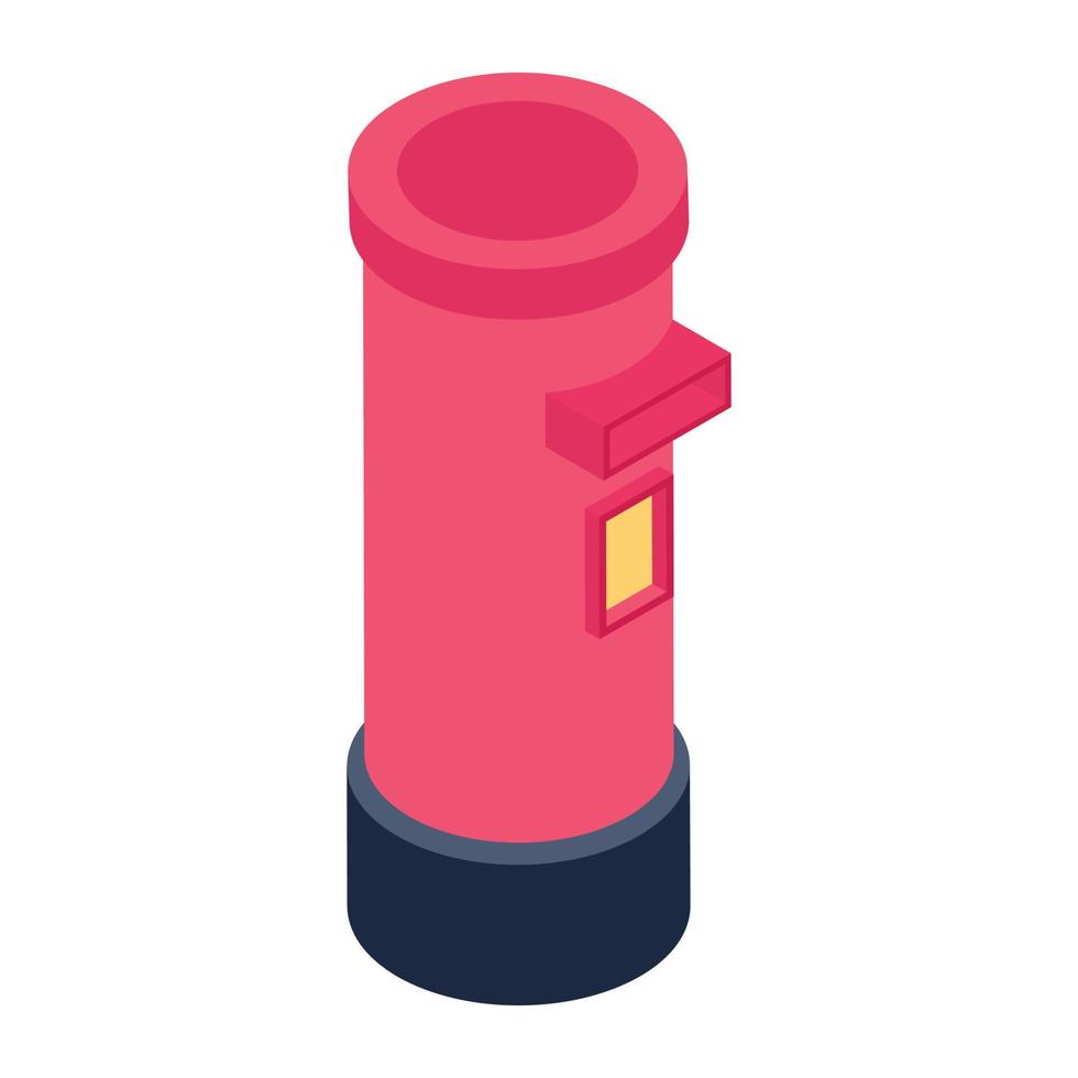 Vintage post box isometric icon vector