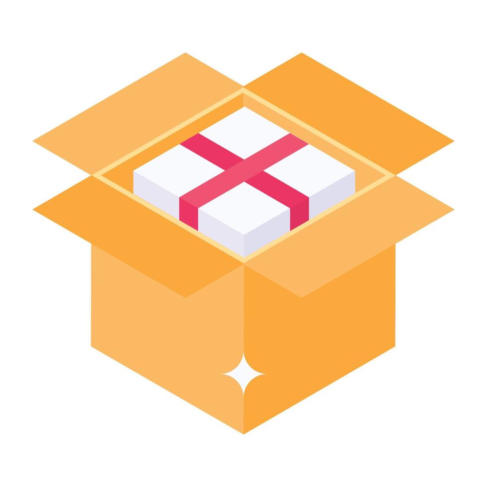 An icon of a carton in modern isometric style vector