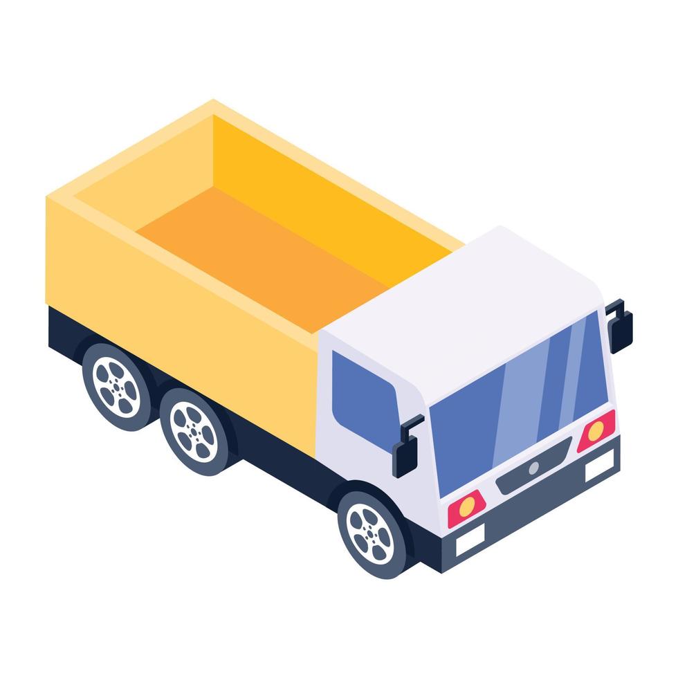Delivery truck for loading, isometric icon vector