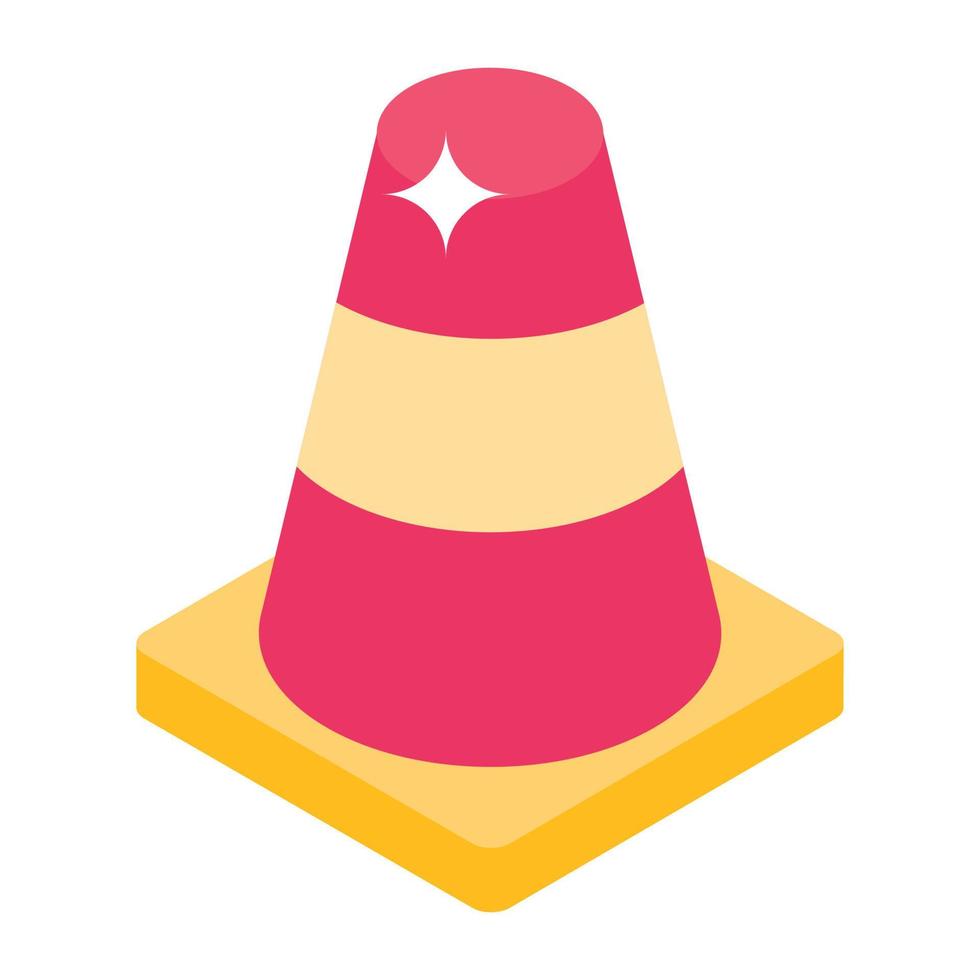 Icon of traffic cone in editable isometric design vector