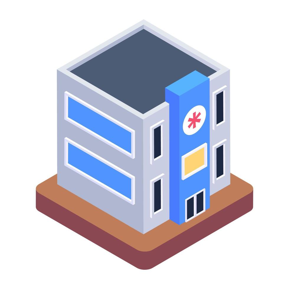 An icon design of hospital building, isometric vector of medical institute