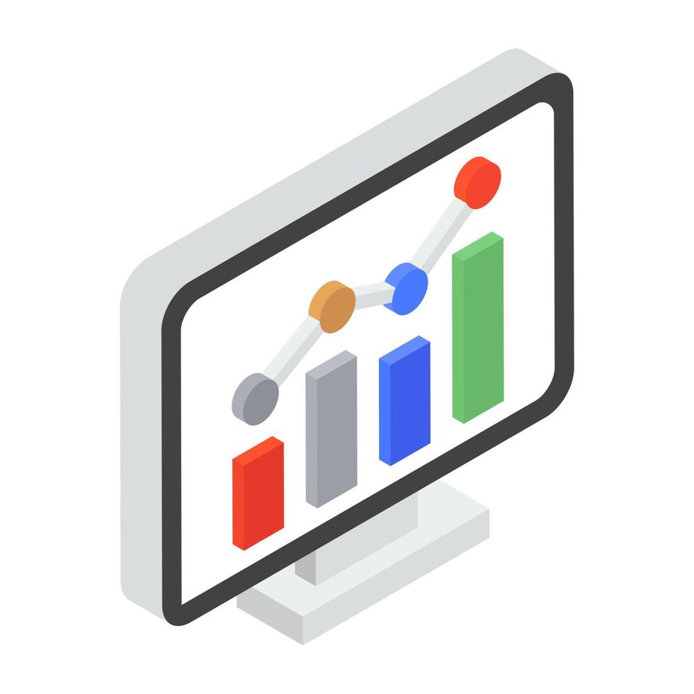 Icon of trend chart in editable isometric design vector
