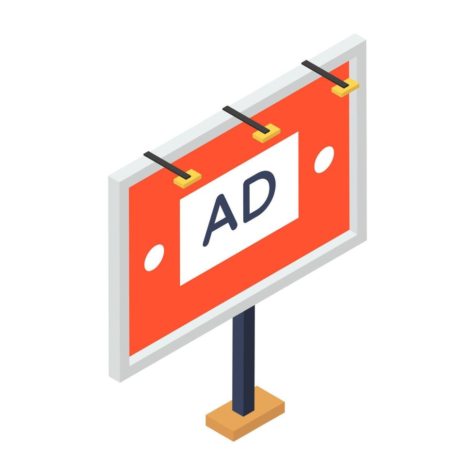 Advertisement board icon in isometric design vector