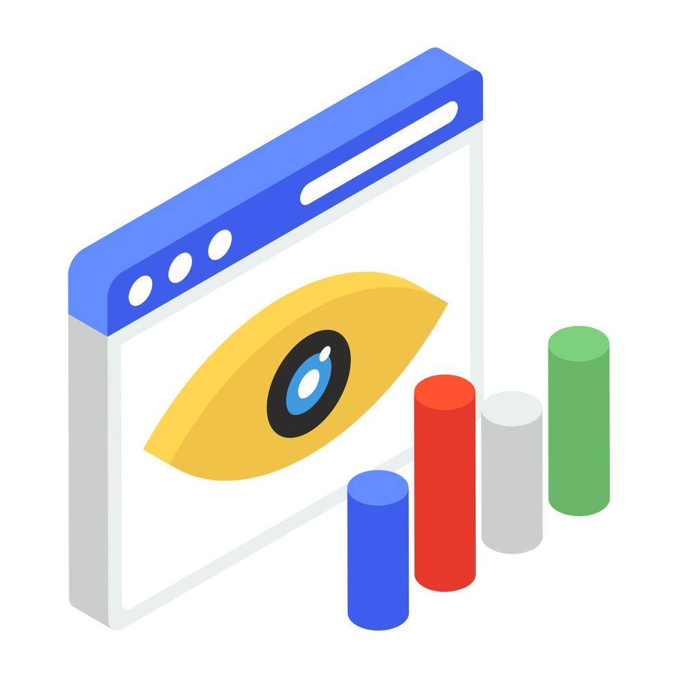 Eye inside system, marketing eye isometric icon vector