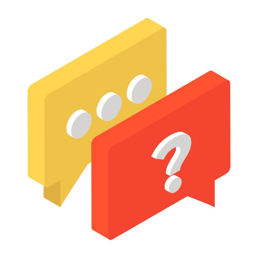 Chat bubbles with questions, ask isometric icon vector